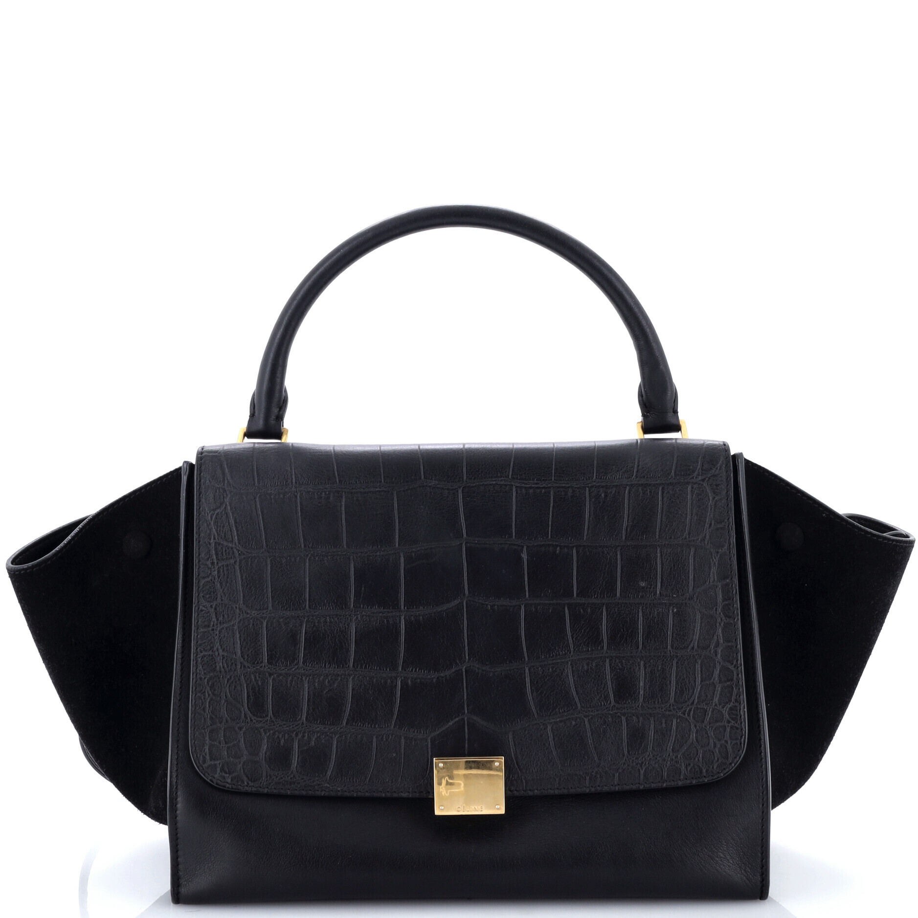 Celine Medium Trapeze Bag Crocodile Embossed Leather